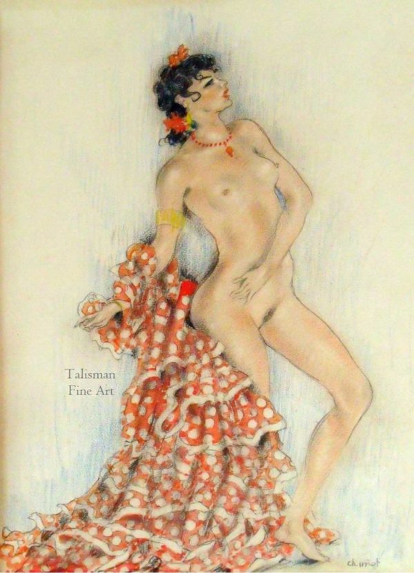 Edouard Chimot, 'Carmen', Nude Figure Study with Flamenco Dress