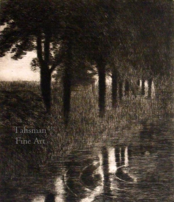 Franz von Stuck etching Trout Pond Forellenweiher for sale (we have more works by Von Stuck)