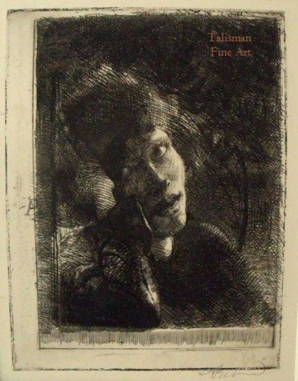 Albert Besnard etching - La Muse Accoudée (1884)