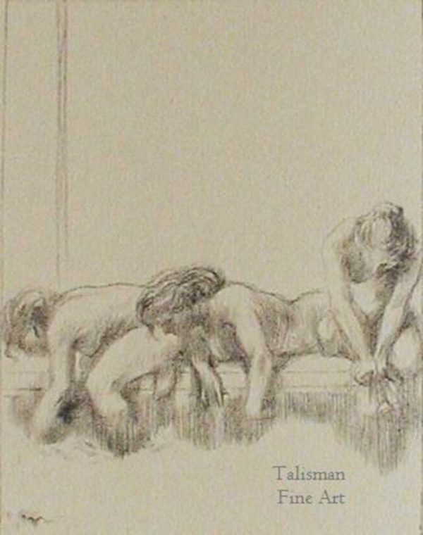 Charles Haslewood Shannon lithograph - 'Repeated Bend' 1892. (We have more work by Shannon on this w