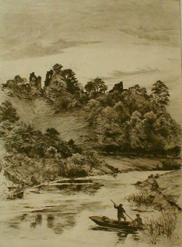 Edward Slocombe - A Pastoral Twilight Scene with Ruins