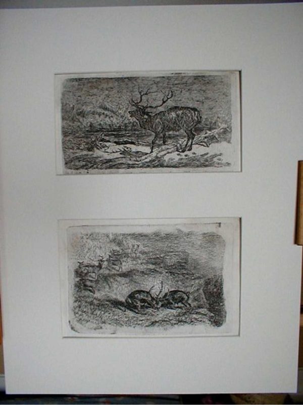 John Norgrave Baker - Double Etching of Red Deer Stags