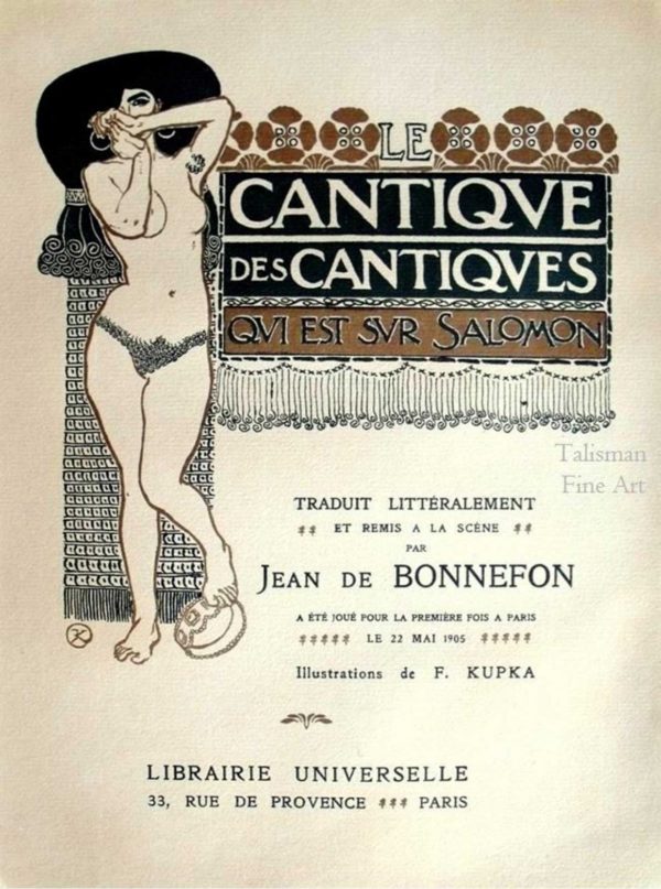 Frantisek Kupka, Title Page with Wood Engraving for 'Le Cantique des Cantiques Qui Est Sur Salomon'.