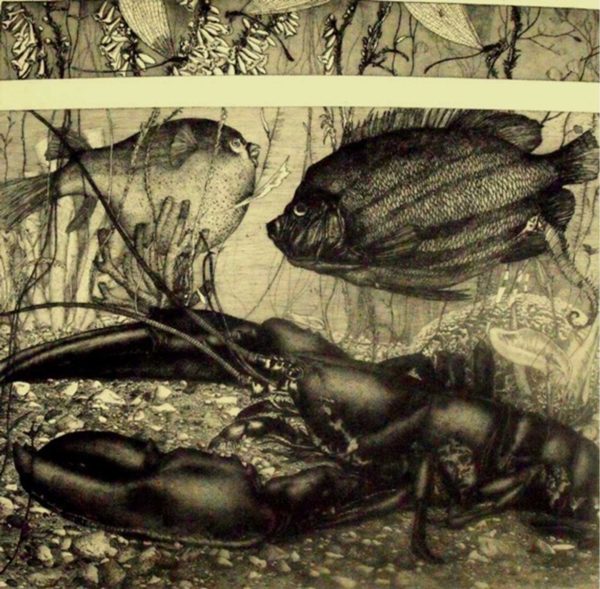 Richard Muller - 'Fische mit Hummer auf dem Meeresgrund'