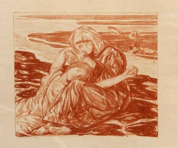 Charles Haslewood Shannon - The Ebb Tide (in red), lithograph. (We have more lithographs by Shannon