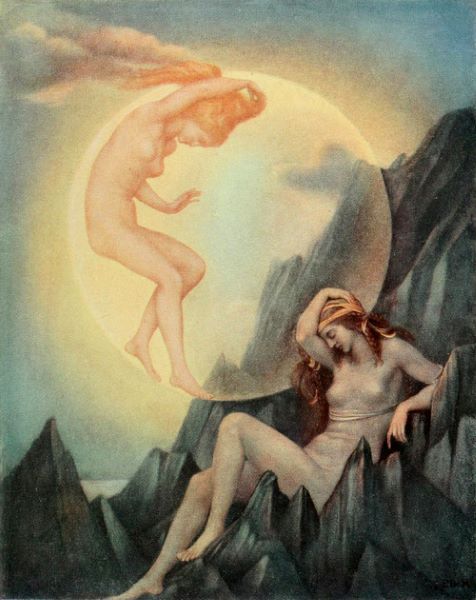 Evelyn de Morgan The Sleeping Earth and Wakening Moon 1 - Talisman Fine Art & Talisman Symbolist Studies