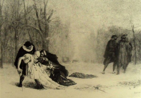 Paul Adolphe Rajon - 'After the Masquerade' (after J.I.Gerome)