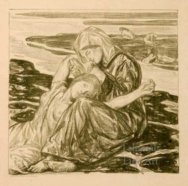 Charles Haslewood Shannon - The Ebb Tide (in green), lithograph. (We have more lithographs by Shanno