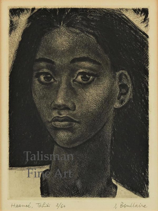 Jacques Boullaire, Haanoé Tahiti, etching for sale (We have more works by Jaques Boullaire)