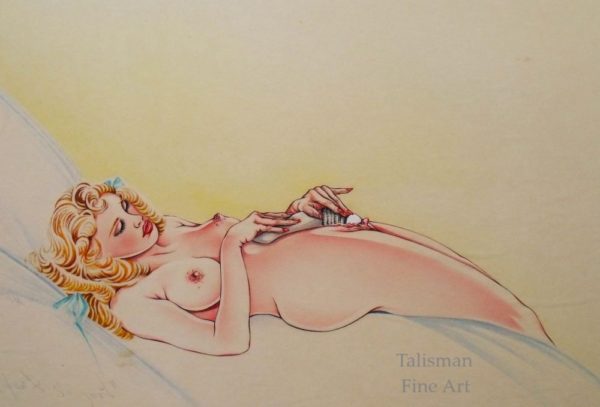 David Wilde 'It Feels So Good' original erotic drawing