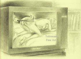 Lynn Paula Russell original signed erotic drawing for Katy and the Key (2)