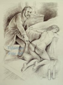 Lynn Paula Russell original signed erotic drawing for the story ‘Edith Tell’, Februs magazine
